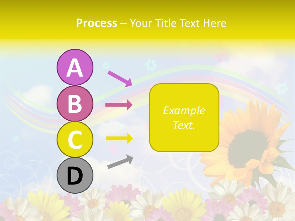 A Sunflower In A Field Of Flowers With A Rainbow In The Background PowerPoint Template