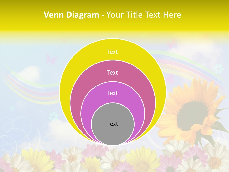 A Sunflower In A Field Of Flowers With A Rainbow In The Background PowerPoint Template