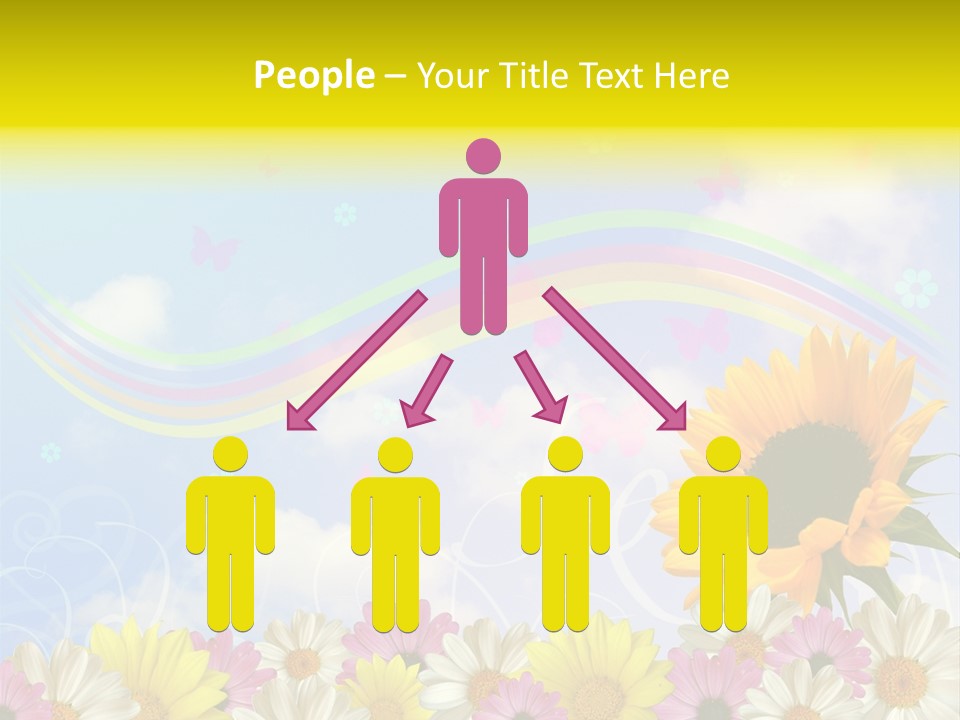 A Sunflower In A Field Of Flowers With A Rainbow In The Background PowerPoint Template
