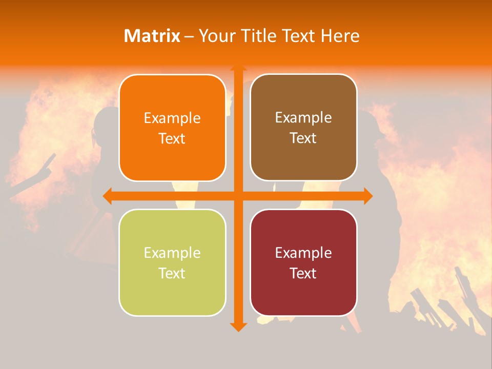 A Group Of People Standing In Front Of A Fire PowerPoint Template