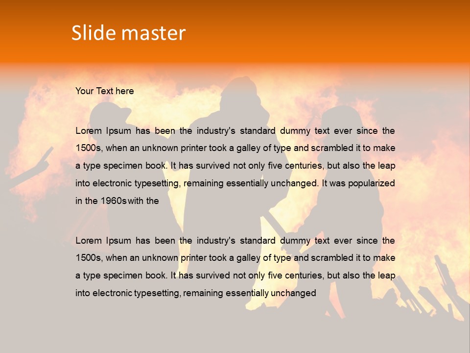 A Group Of People Standing In Front Of A Fire PowerPoint Template