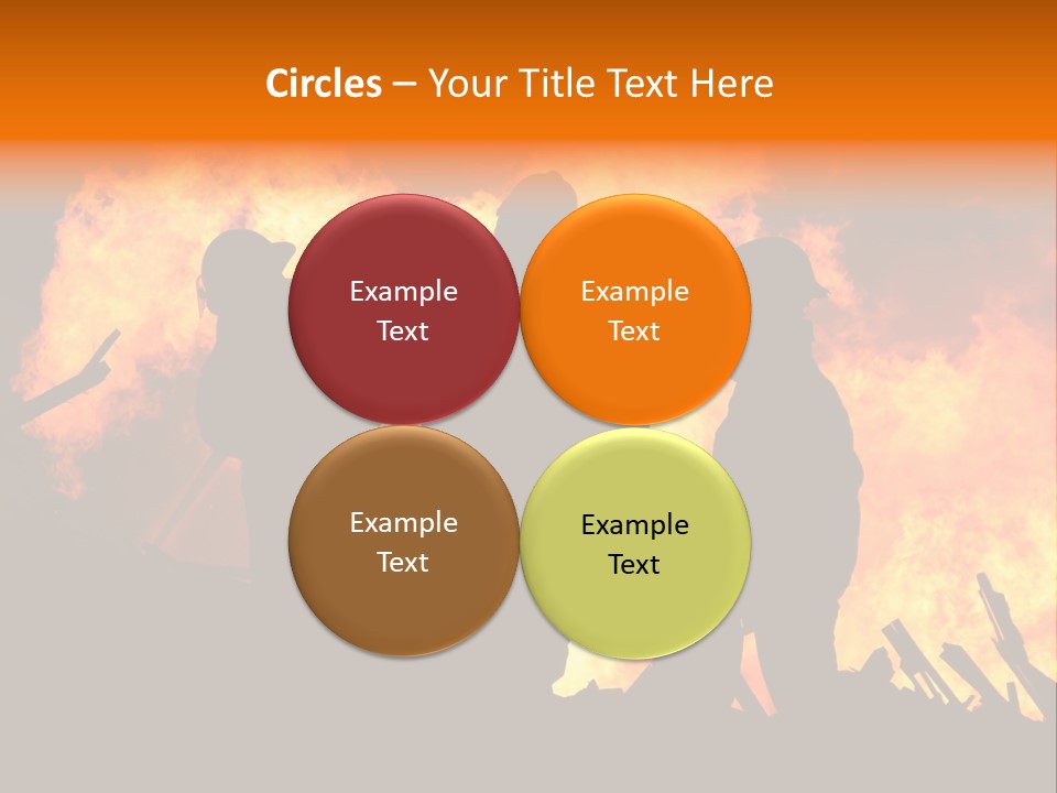 A Group Of People Standing In Front Of A Fire PowerPoint Template