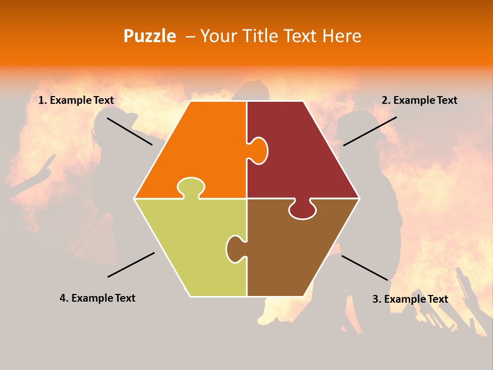 A Group Of People Standing In Front Of A Fire PowerPoint Template