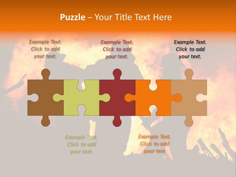 A Group Of People Standing In Front Of A Fire PowerPoint Template