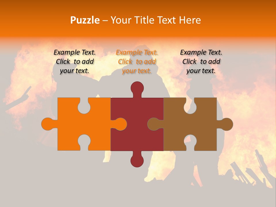 A Group Of People Standing In Front Of A Fire PowerPoint Template