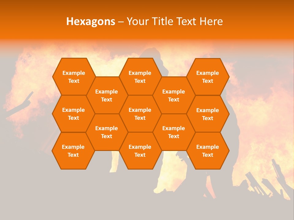 A Group Of People Standing In Front Of A Fire PowerPoint Template