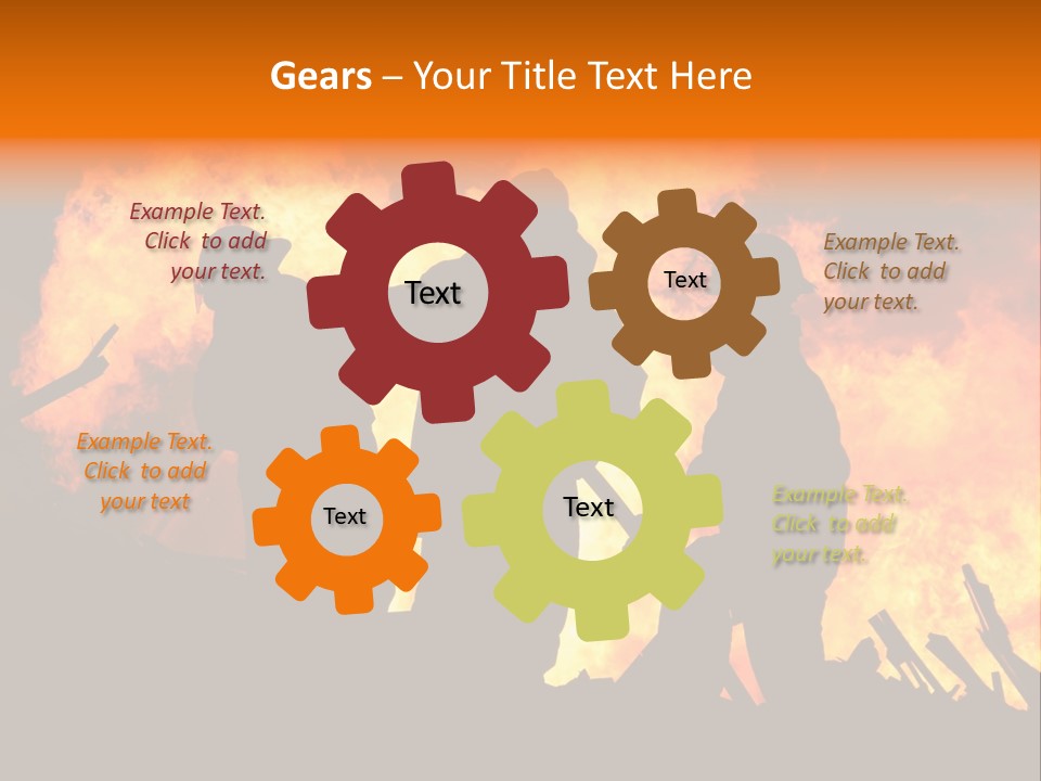 A Group Of People Standing In Front Of A Fire PowerPoint Template