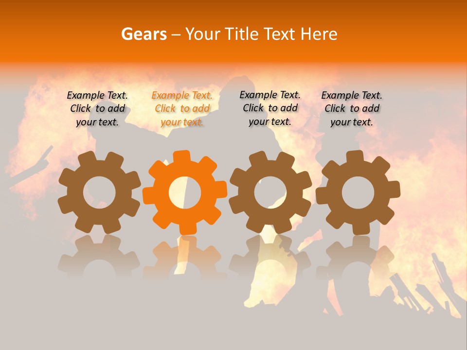 A Group Of People Standing In Front Of A Fire PowerPoint Template