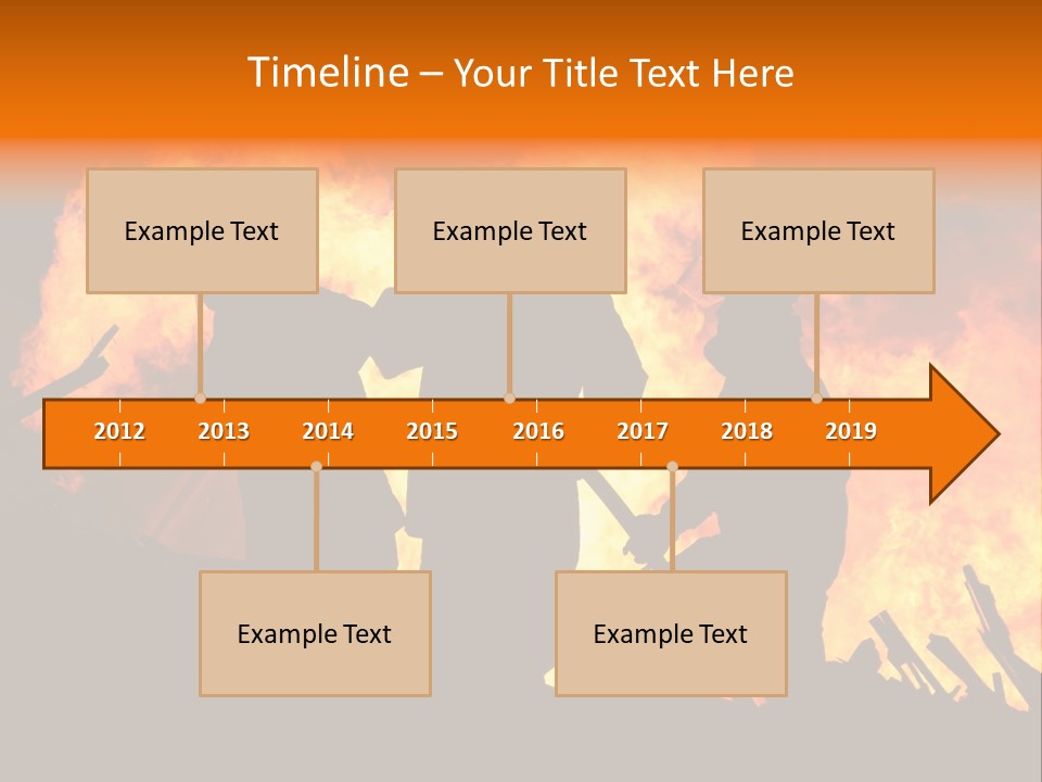 A Group Of People Standing In Front Of A Fire PowerPoint Template