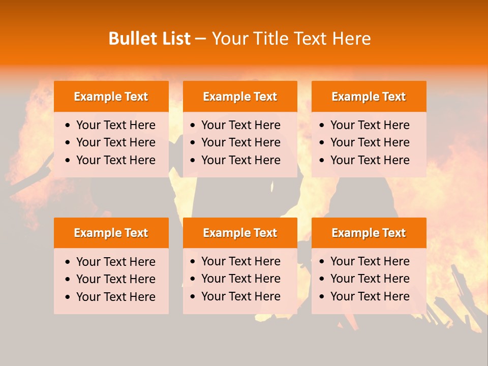 A Group Of People Standing In Front Of A Fire PowerPoint Template