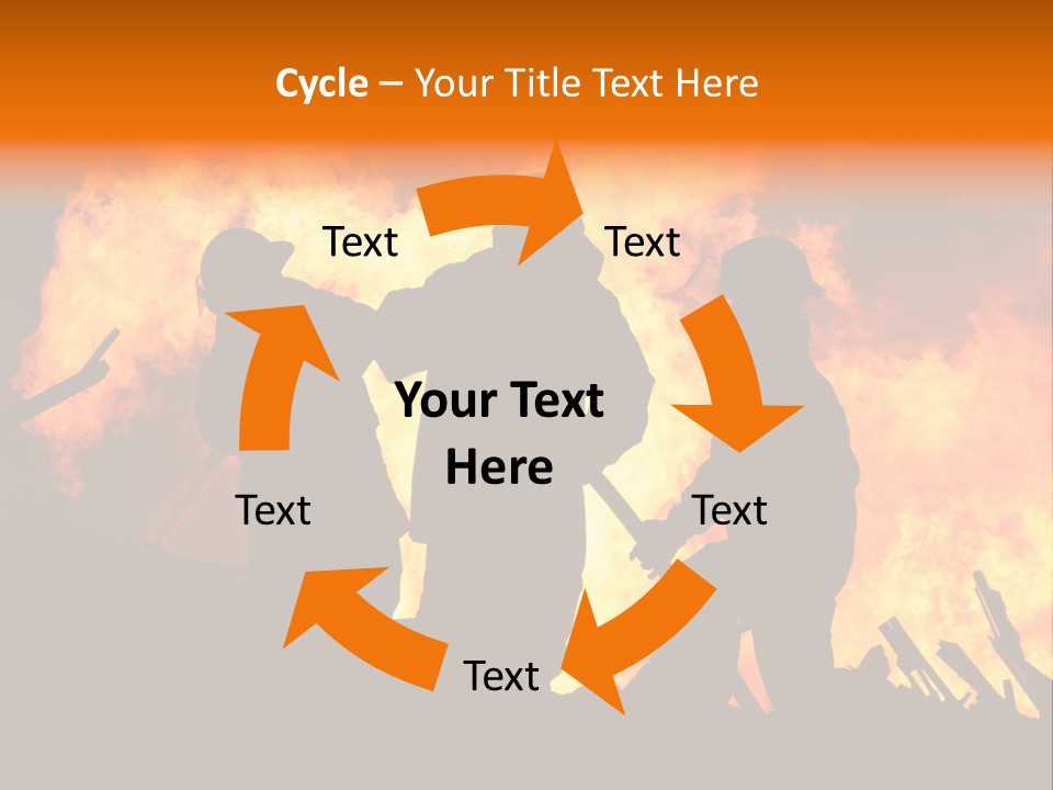 A Group Of People Standing In Front Of A Fire PowerPoint Template