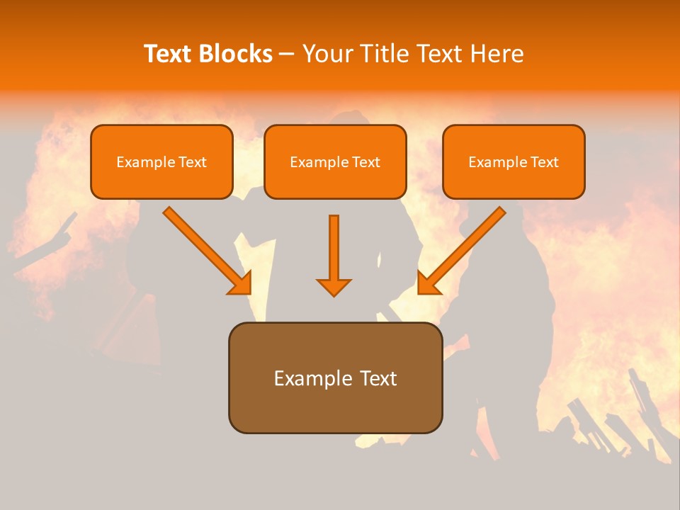 A Group Of People Standing In Front Of A Fire PowerPoint Template