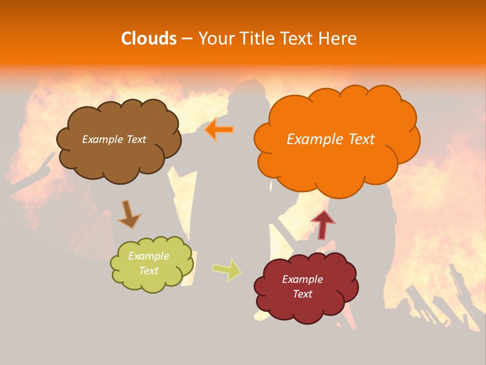 A Group Of People Standing In Front Of A Fire PowerPoint Template
