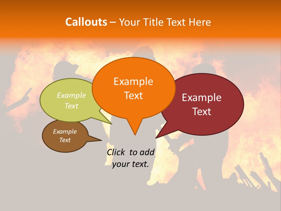 A Group Of People Standing In Front Of A Fire PowerPoint Template