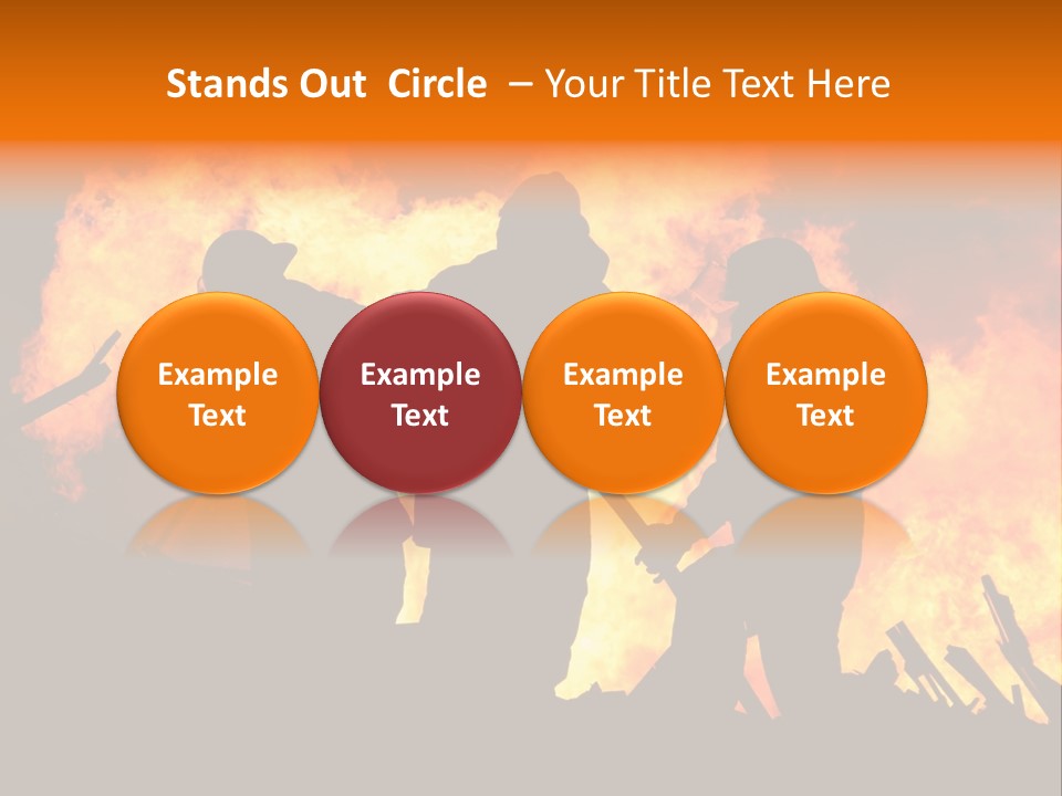 A Group Of People Standing In Front Of A Fire PowerPoint Template