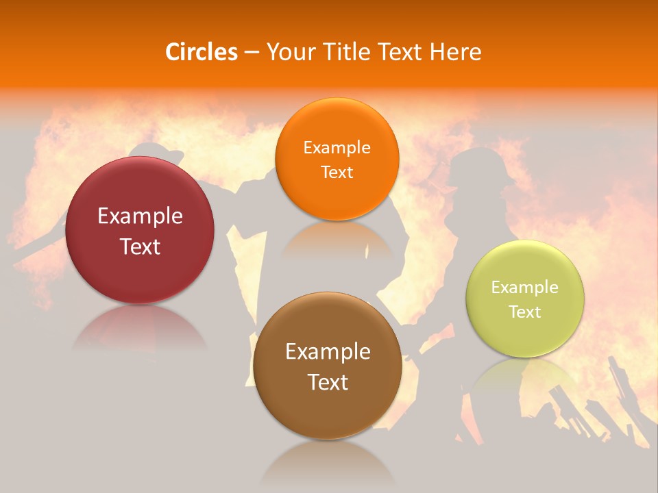 A Group Of People Standing In Front Of A Fire PowerPoint Template