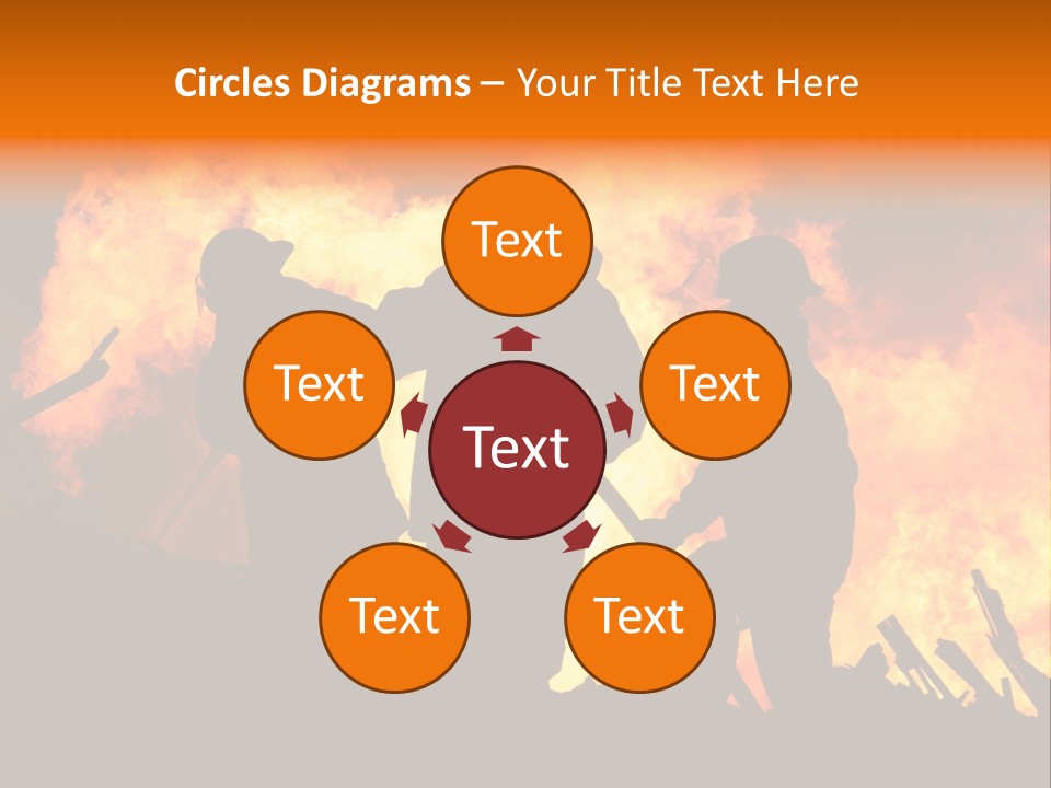 A Group Of People Standing In Front Of A Fire PowerPoint Template