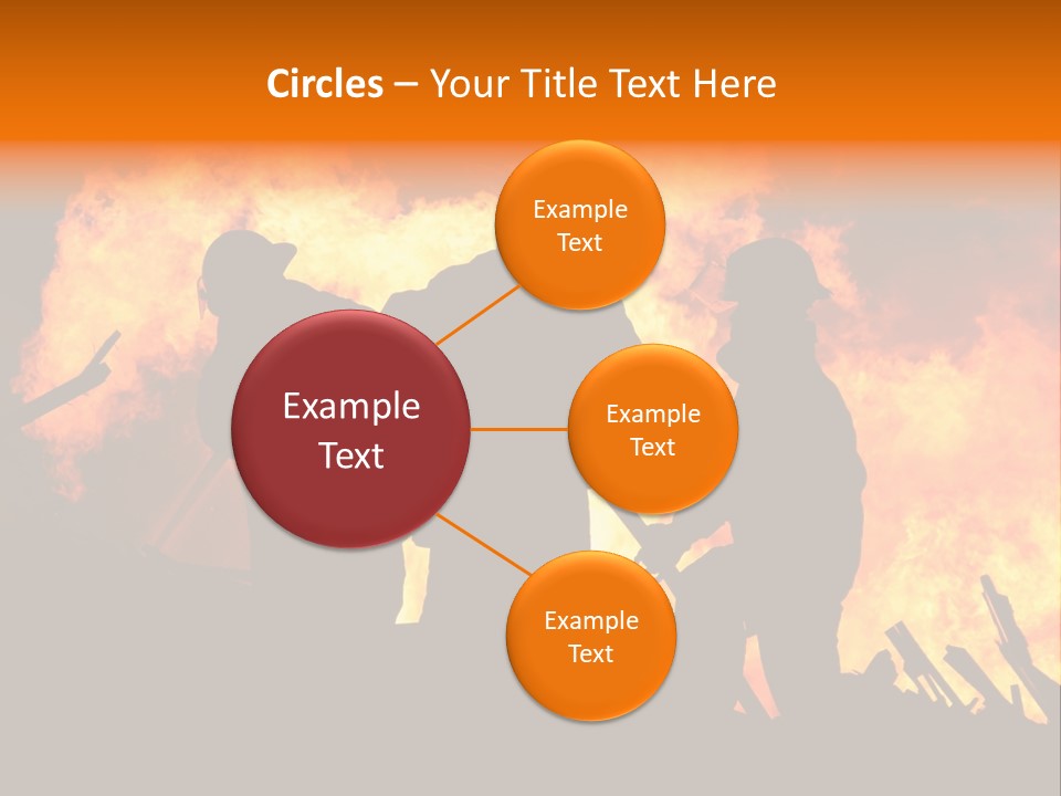A Group Of People Standing In Front Of A Fire PowerPoint Template