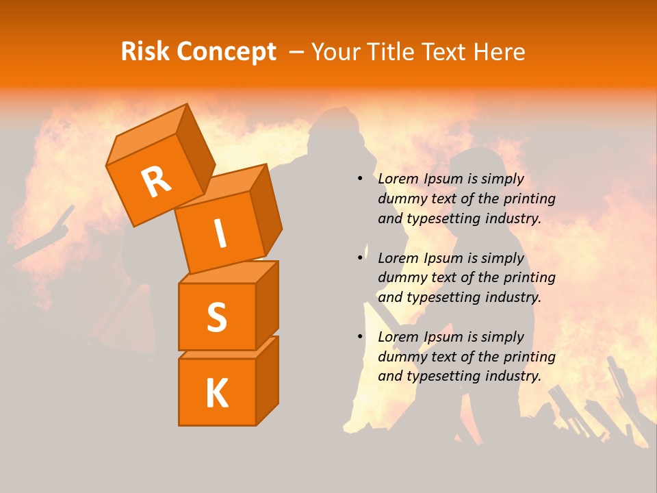 A Group Of People Standing In Front Of A Fire PowerPoint Template