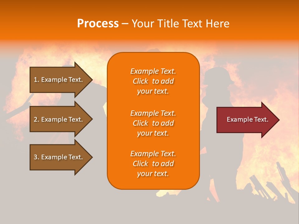 A Group Of People Standing In Front Of A Fire PowerPoint Template