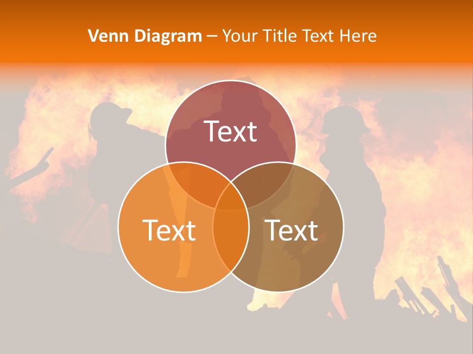 A Group Of People Standing In Front Of A Fire PowerPoint Template