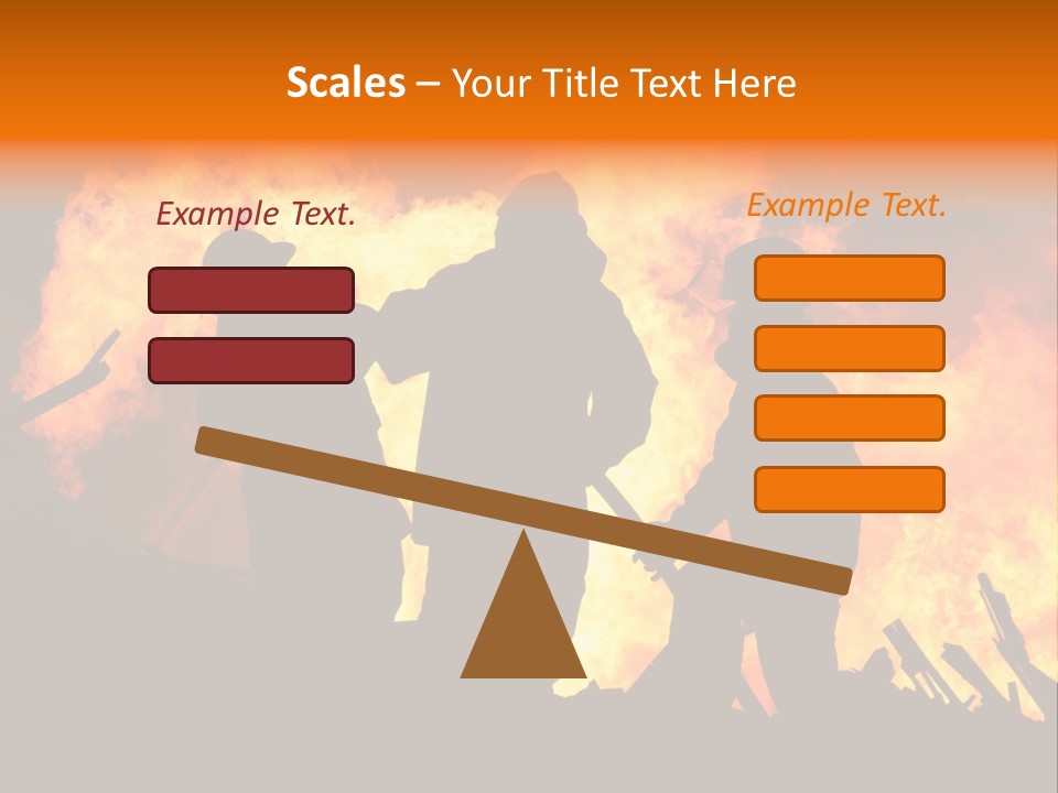 A Group Of People Standing In Front Of A Fire PowerPoint Template