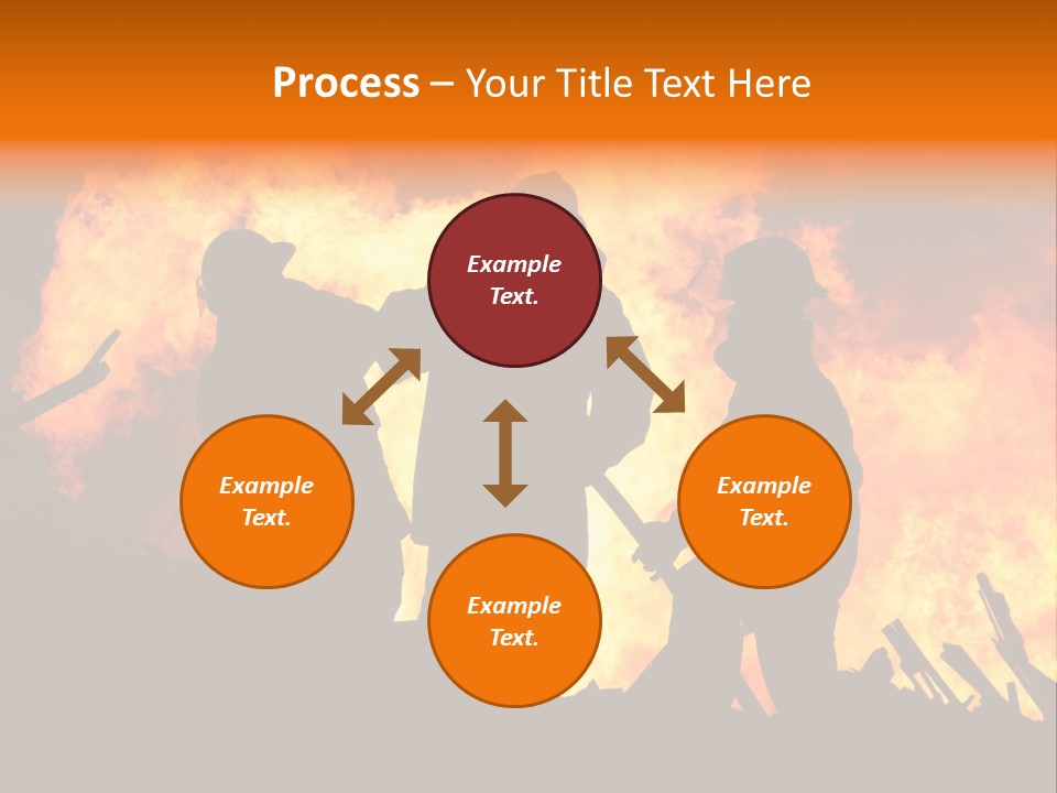 A Group Of People Standing In Front Of A Fire PowerPoint Template