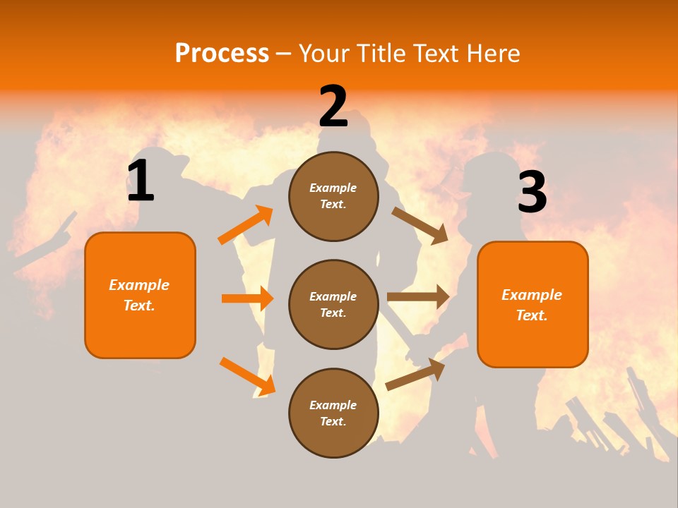 A Group Of People Standing In Front Of A Fire PowerPoint Template