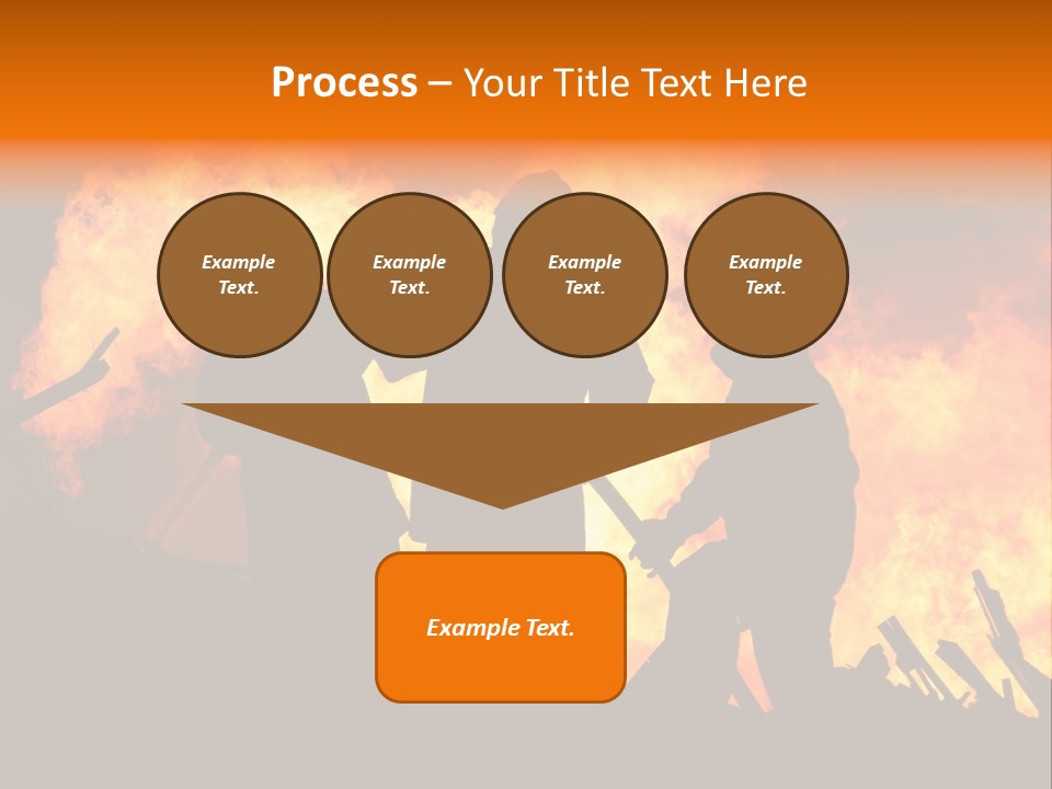 A Group Of People Standing In Front Of A Fire PowerPoint Template