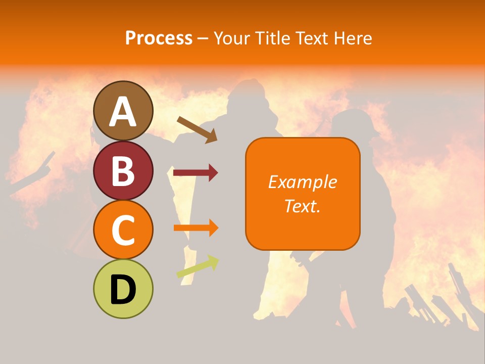 A Group Of People Standing In Front Of A Fire PowerPoint Template