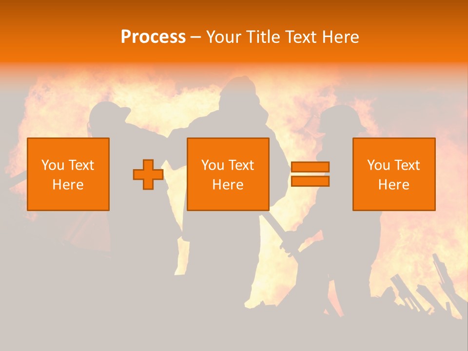 A Group Of People Standing In Front Of A Fire PowerPoint Template