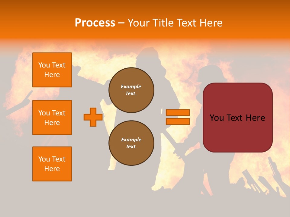 A Group Of People Standing In Front Of A Fire PowerPoint Template