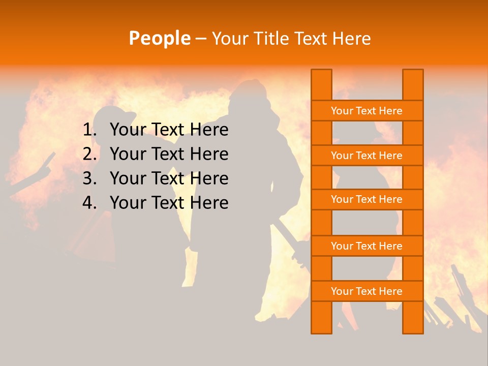 A Group Of People Standing In Front Of A Fire PowerPoint Template