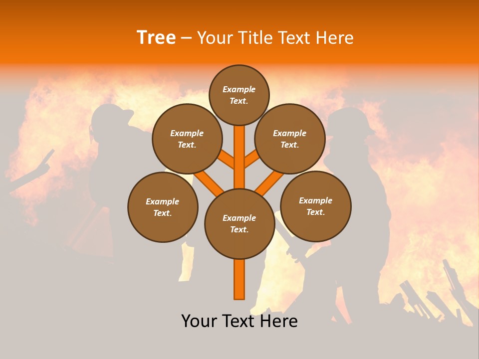 A Group Of People Standing In Front Of A Fire PowerPoint Template