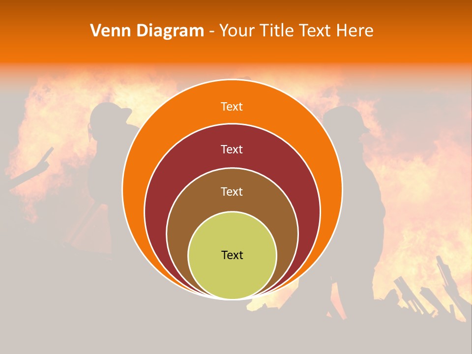 A Group Of People Standing In Front Of A Fire PowerPoint Template