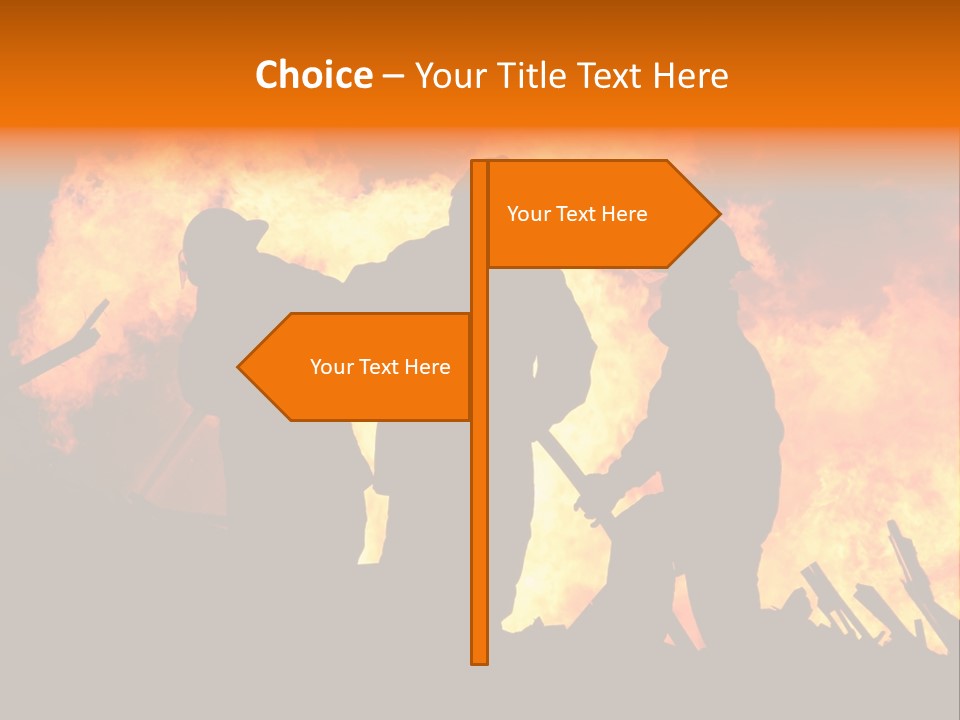 A Group Of People Standing In Front Of A Fire PowerPoint Template