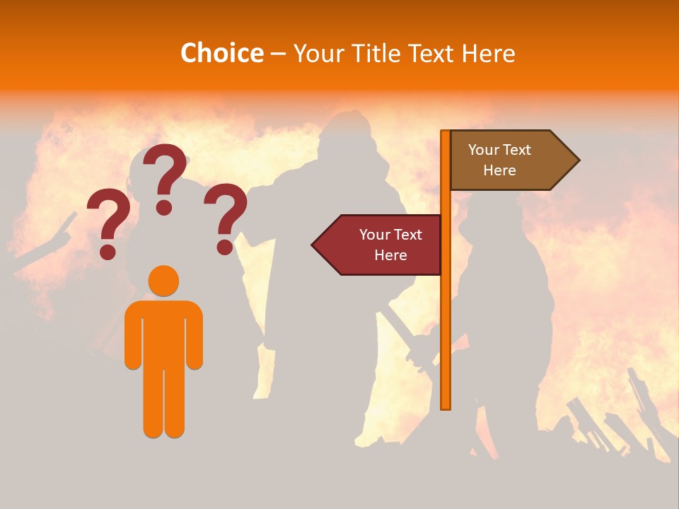 A Group Of People Standing In Front Of A Fire PowerPoint Template