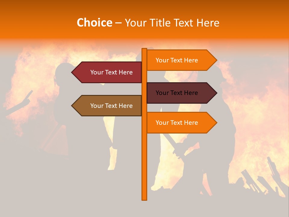 A Group Of People Standing In Front Of A Fire PowerPoint Template