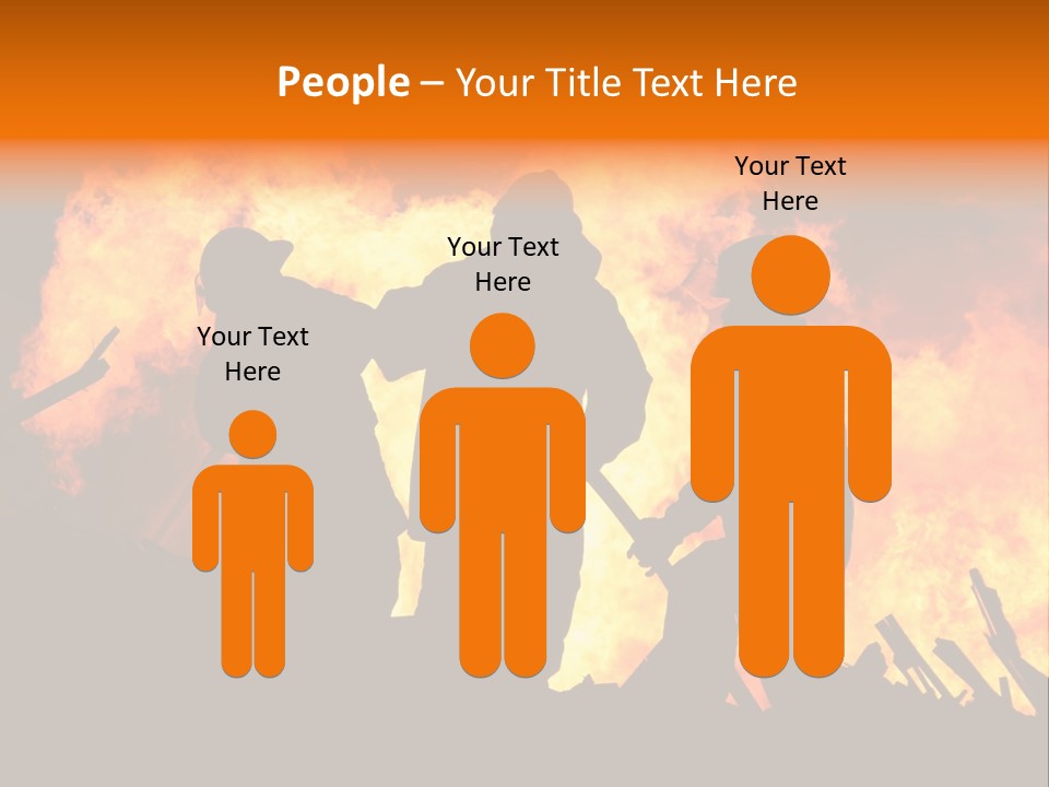 A Group Of People Standing In Front Of A Fire PowerPoint Template