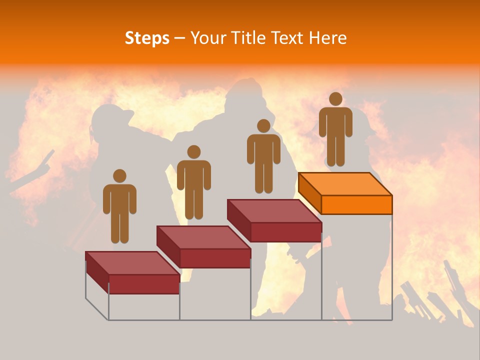 A Group Of People Standing In Front Of A Fire PowerPoint Template