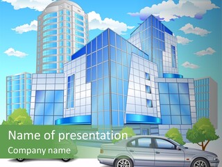 A Car Is Parked In Front Of A Building PowerPoint Template