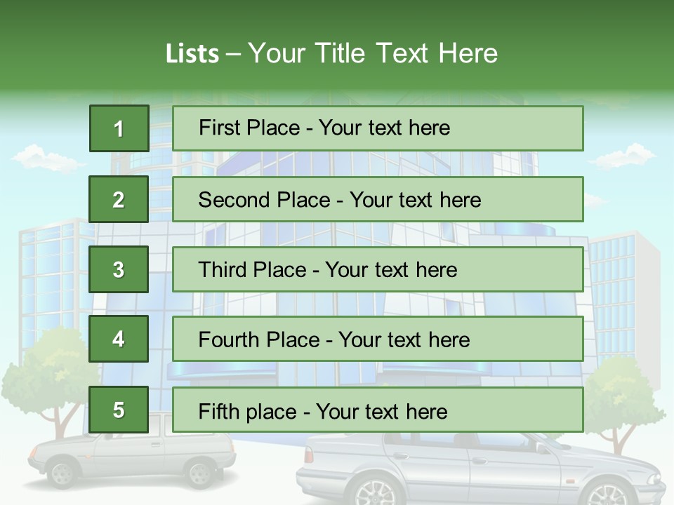A Car Is Parked In Front Of A Building PowerPoint Template
