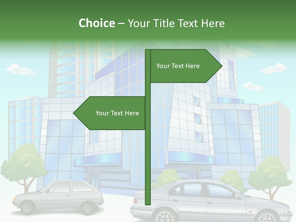 A Car Is Parked In Front Of A Building PowerPoint Template