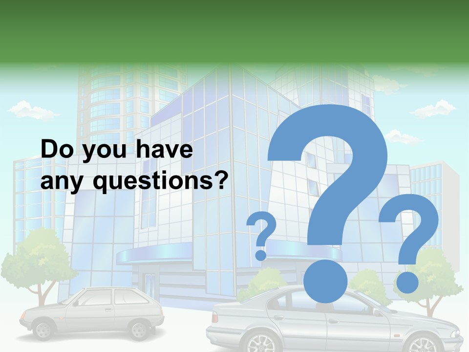 A Car Is Parked In Front Of A Building PowerPoint Template