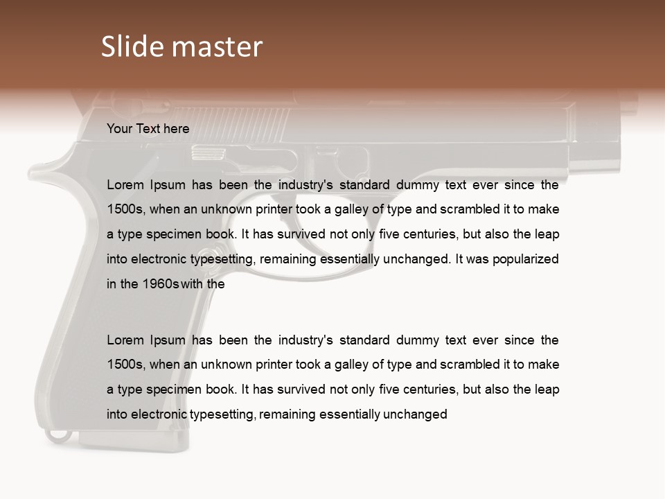 A Gun On A White Background With A Name Of Presentation PowerPoint Template