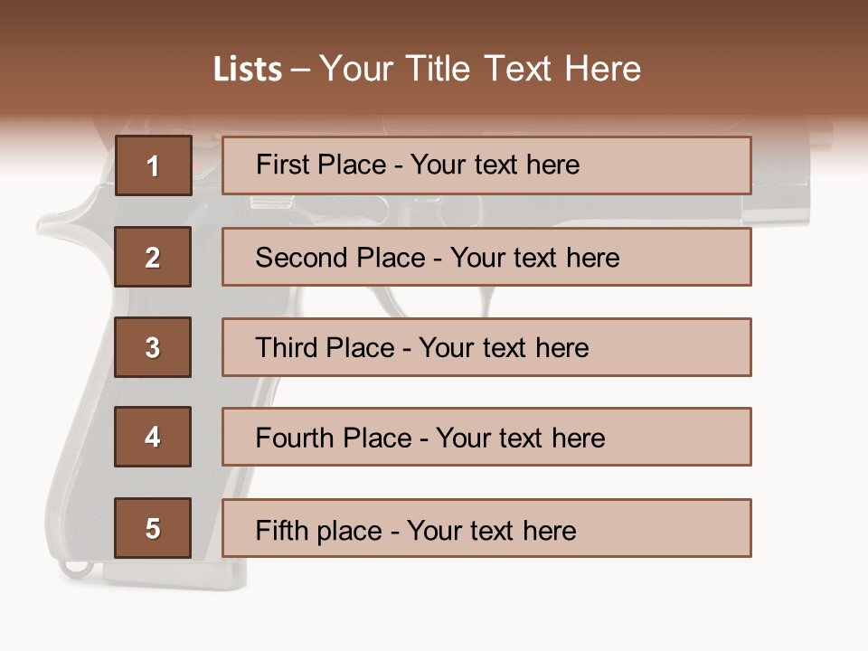 A Gun On A White Background With A Name Of Presentation PowerPoint Template