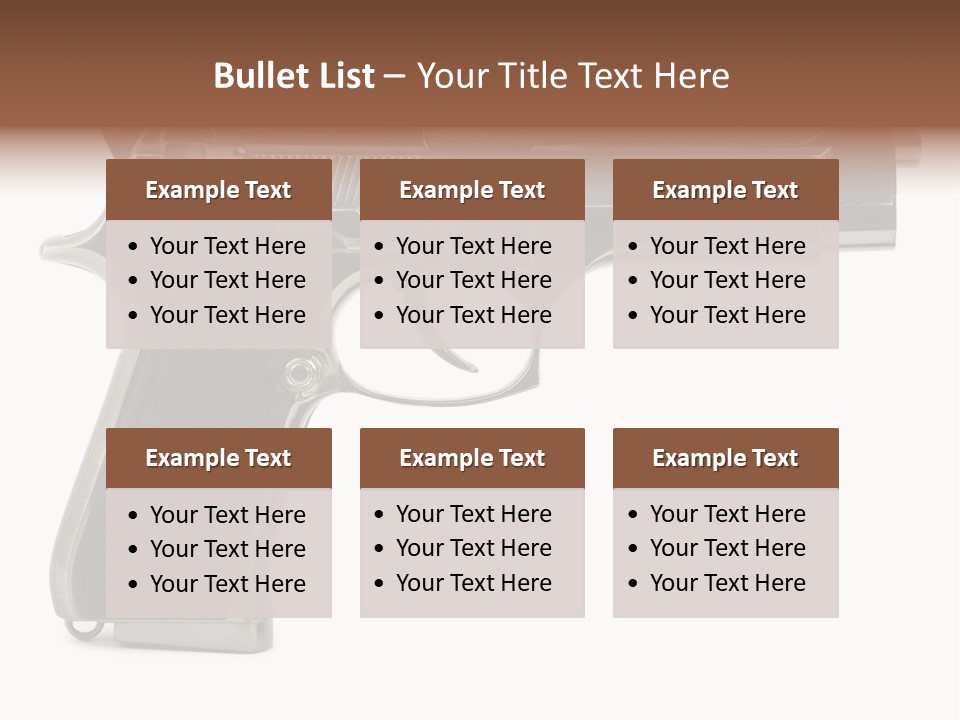 A Gun On A White Background With A Name Of Presentation PowerPoint Template