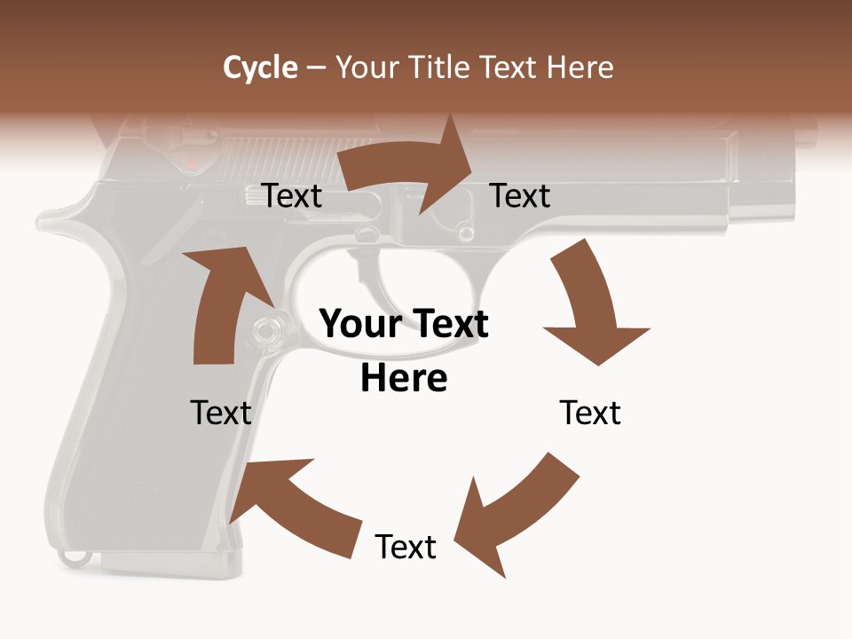 A Gun On A White Background With A Name Of Presentation PowerPoint Template