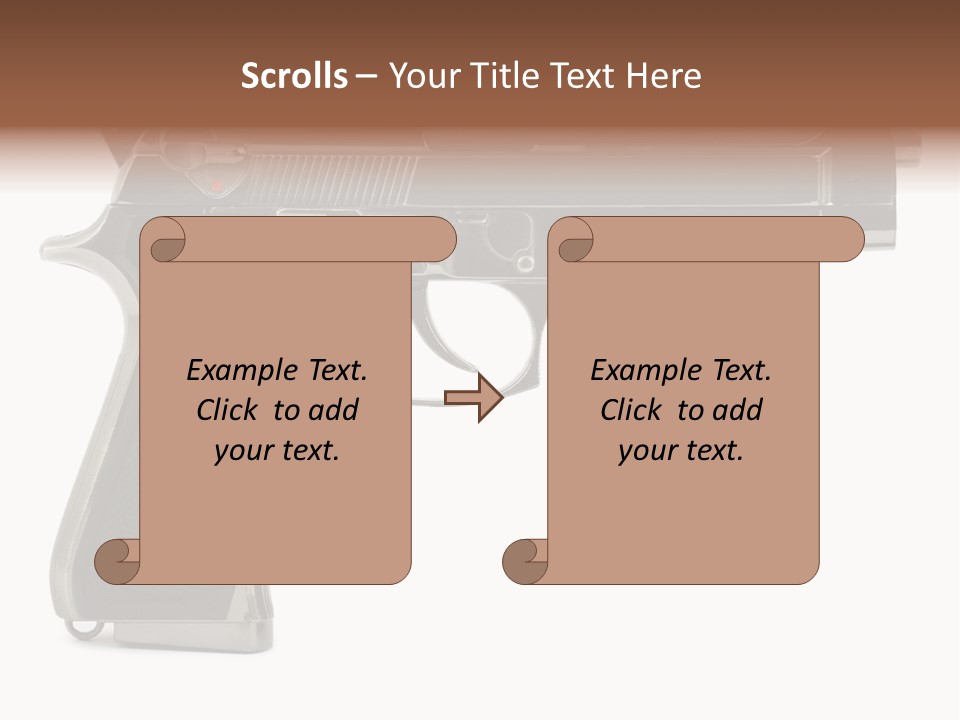 A Gun On A White Background With A Name Of Presentation PowerPoint Template