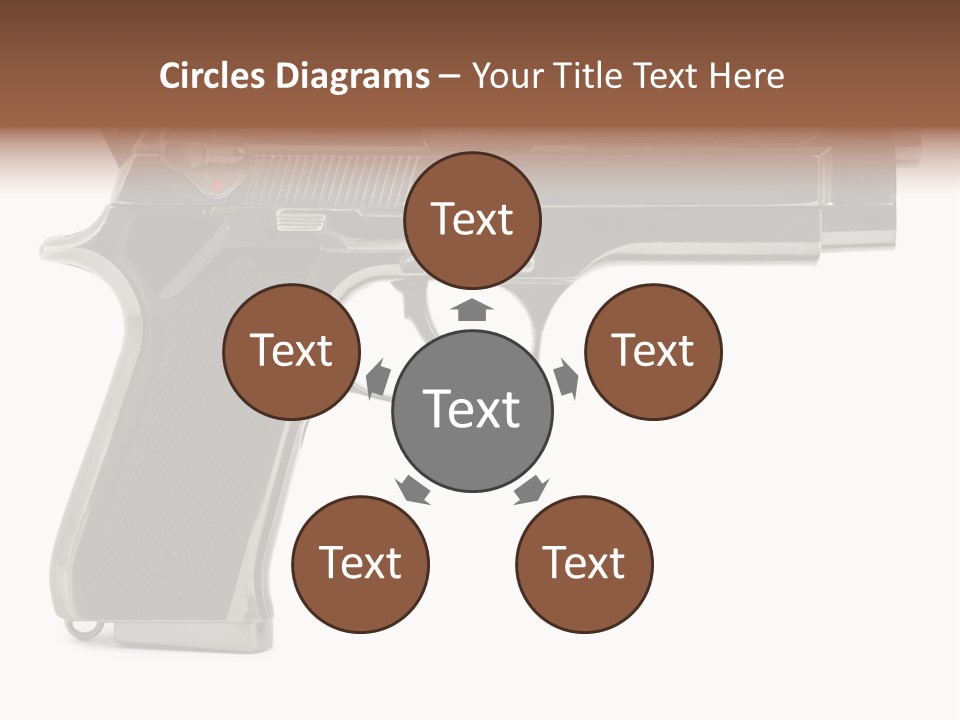 A Gun On A White Background With A Name Of Presentation PowerPoint Template